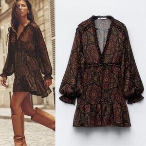 NWT Zara ruffled mini dress